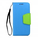 Wholesale LG Tribute 5 K7 Color Flip Leather Wallet Case with Strap (Blue Green)